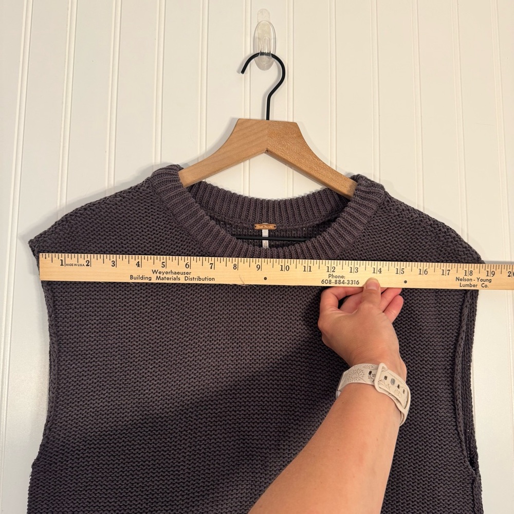 Free People Stolen Hearts Knitted Crop Tank Vest Women’s Size Small 100% Cotton - Picture 10 of 14